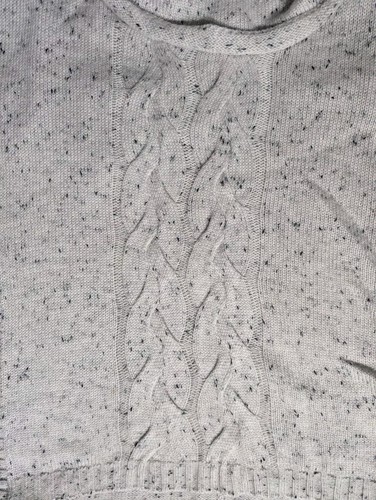 Anthropologie Womens Heathered Ivory Cable Knit Poncho Cowl Neck Sweater Size M - Picture 7 of 15