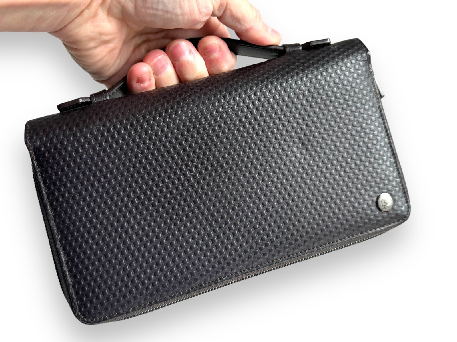 Alfred Dunhill Double Zip Brown Leather Organiser Card Wallet