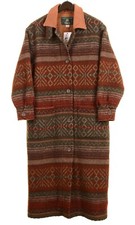 Orvis Made N Usa Womens Wool Tweed Navajo Southwestern Full Length Coat Jacket L
