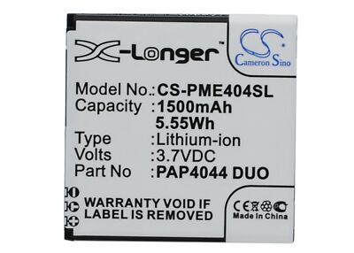 Replacement Battery For Prestigio 3.7v 1500mAh / 5.55Wh Mobile, SmartPhone Batte