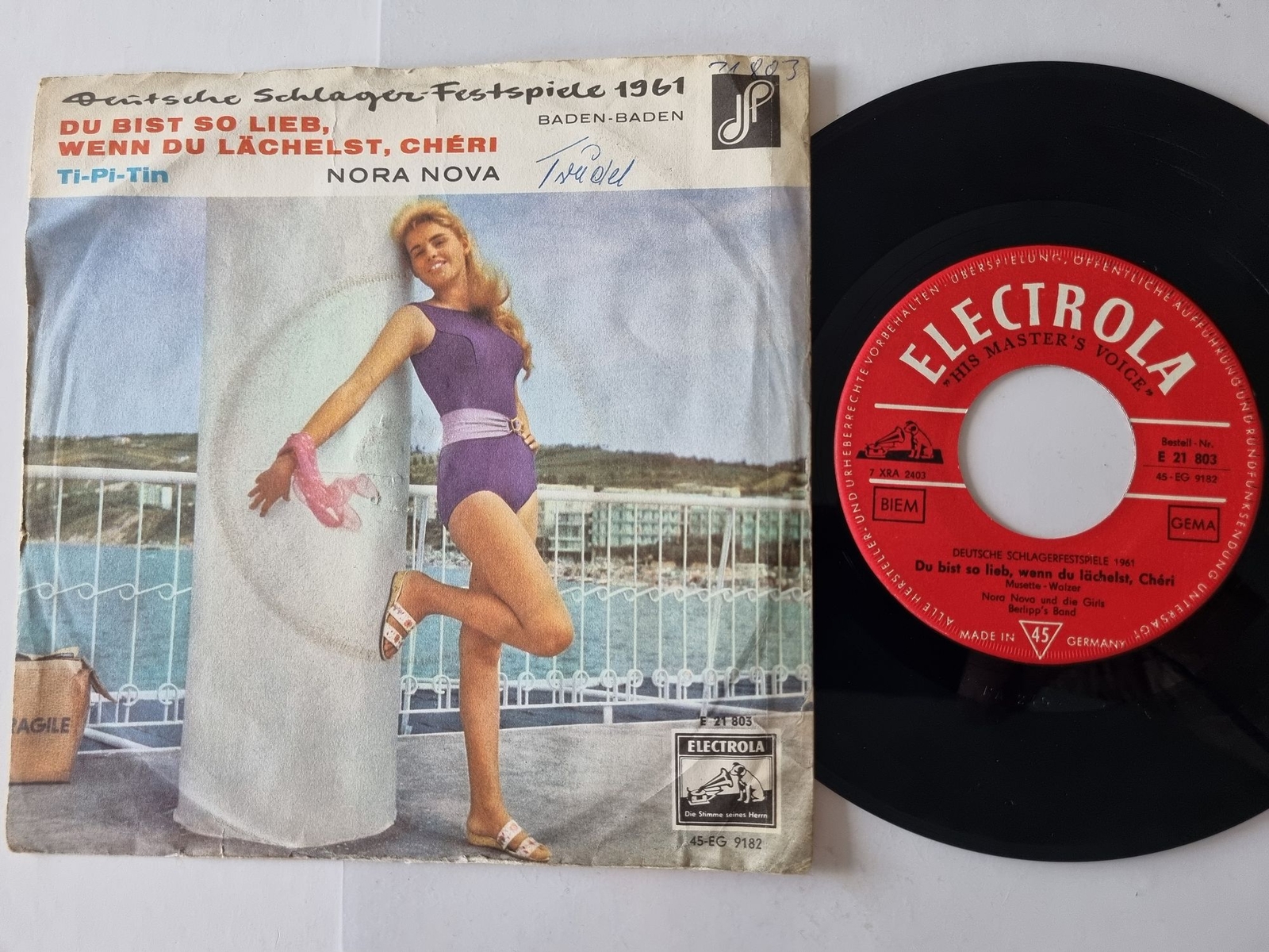 Nora Nova - Du bist so lieb, wenn du lächelst, Chéri 7'' Vinyl Germany