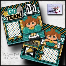 CHEERLEADER  girl 2 premade scrapbook pages paper printed layout sports CHERRY