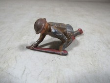 Antique Barclay Lead Crawling Tin Helmet USA WWI Toy Soldier