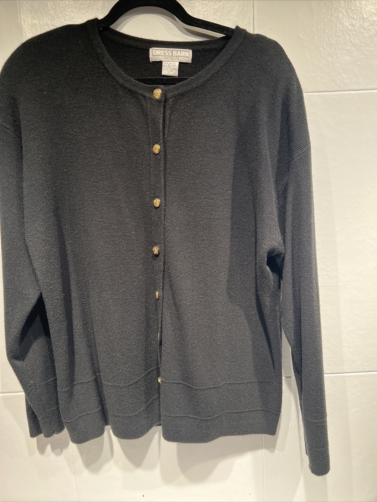 Black Gold Button Front Cardigan Sweater for Women Size 18/20 by Dress Barn-image