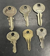 6 Vintage Ornate Keys CORBIN CABINET LOCK CO NEW BRITAIN Conn