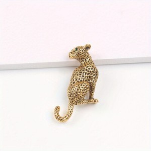 Authentic 2PCS Cheetah Pattern Brooch Gold Plated Leopard Pattern Animal Brooch
