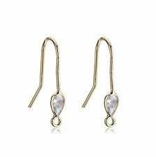 10pcs Zircon Teardrop Earring Hook,Ear Wire,French Ear Hook Ear Wire,Fish Hook