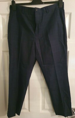 FIND HERREN KARIERTE MARINEBLAUE HOSE GRÖSSE W36 L32 NEU KOSTENLOSER UK-VERSAND