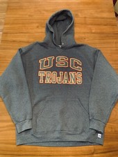 USC Trojans Russell Athletic Gray Hoodie Sweatshirt Pullover Mens XL College Y2K