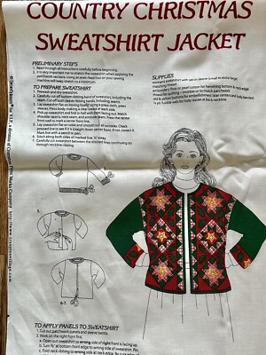 Dreamspinners Country Christmas Sweatshirt Jacket Patchwork Cut & Sew Panel