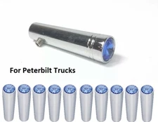 Set(10) for Peterbilt Blue Toggle Switch Extensions 1-7/8 Long Chrome Metal