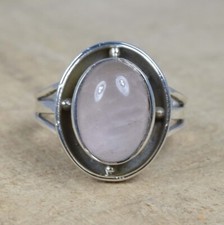 Rose Quartz Ring 925 Sterling Silver Handmade Ring Pink Quartz Engagement Ring