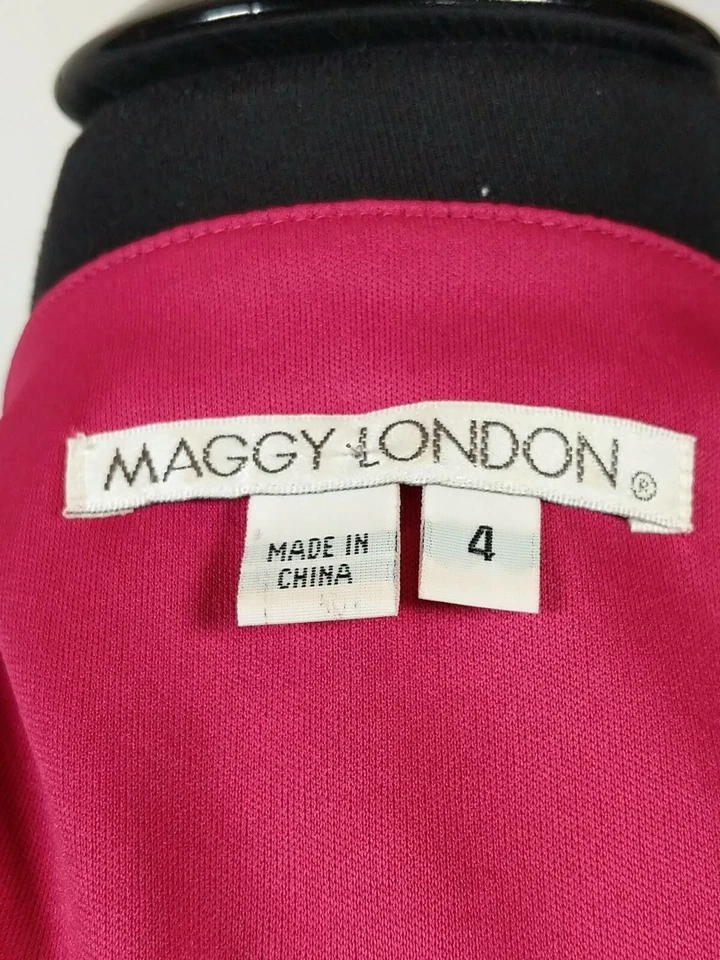 Vestido Maggy London Talla 4 Multicolor Geométrico Sin Mangas Cuello en V Cintura Elástica Foto 3 de 3