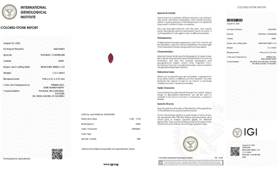 1.15Ct "IGI" CERTIFIED ! NATURAL NO HEAT PINKISH RED RUBY FROM MOZAMBIQUE - Image 3 of 4