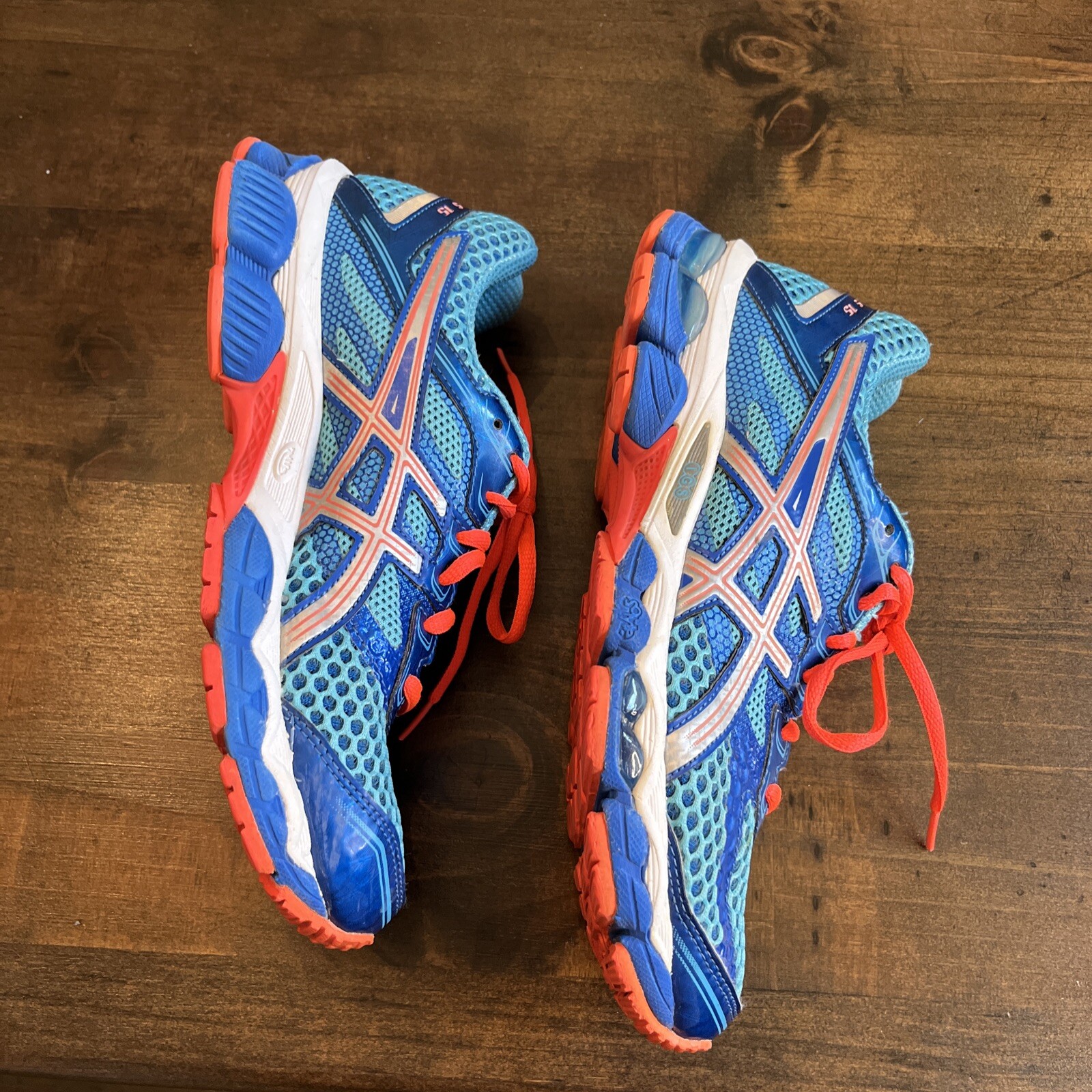 Asics GelCumulus 15 Womens Tennis Running Shoes Aqua Blue & Orange