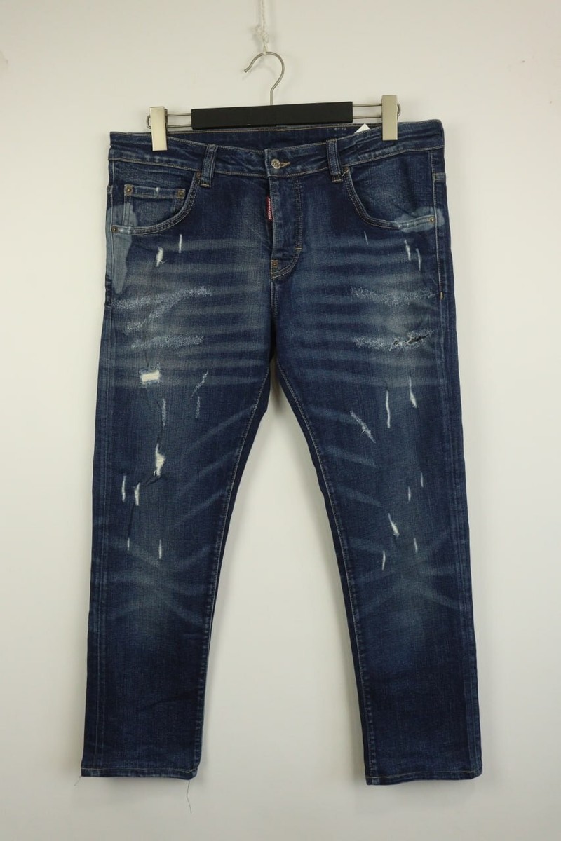 DSQUARED2 Denim SKINNY DAN JEAN Stretch Distressed Jeans Size 52 W34 Button  Fly