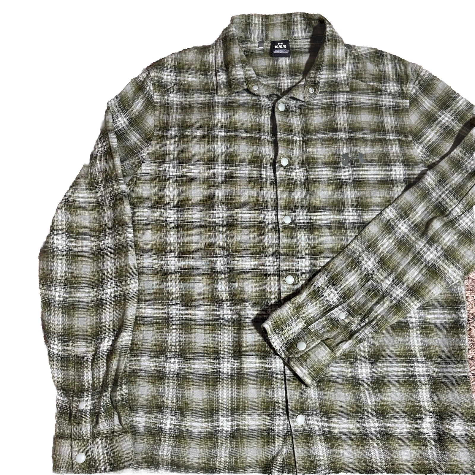 Under Armour UA Tradesman Flex Flannel Long Sleeve Size Large Green Plaid EUC