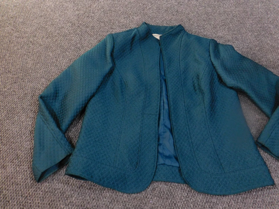 ColdWater Creek Jacket Medium petite open blazer green womens lined polyester - Image 3 of 4