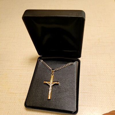 St Stl & Yellow Ip Crucifix Pendant