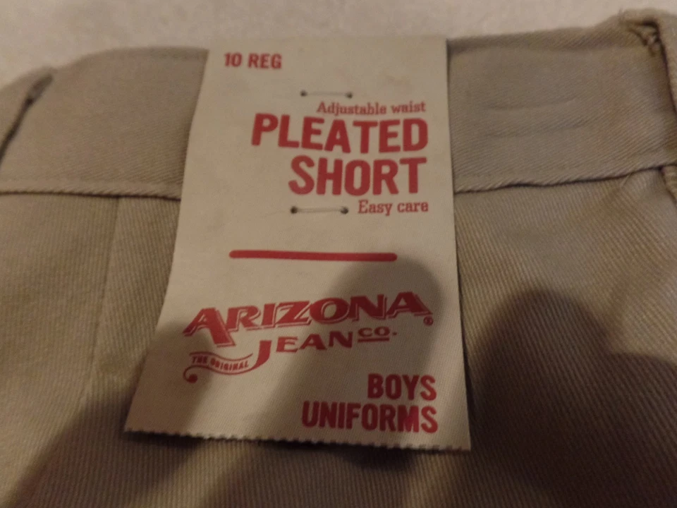 Meninos, Jeans Arizona, Shorts Uniforme Escolar, Tamanho: 10, Plissado, Cáqui, Novo com etiquetas - Imagem 4 de 4