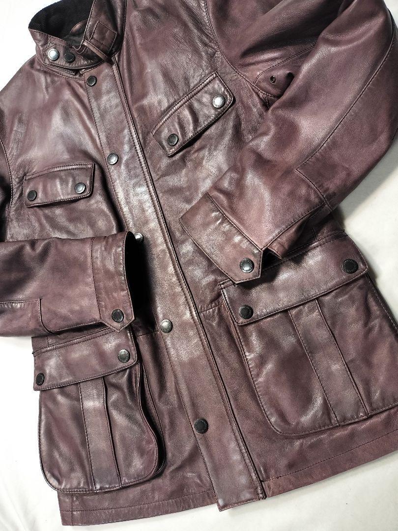 サリ Barbour leather international M Barbour Leather International Jacket M Brown Military Style