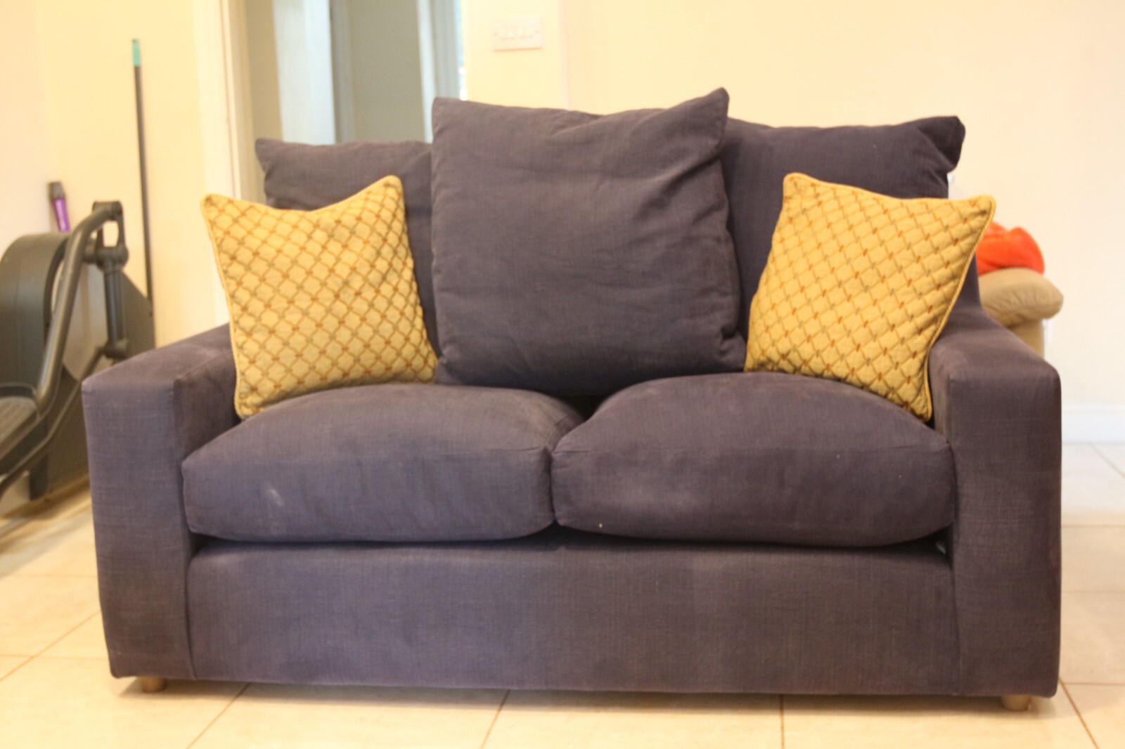 loaf small sofa navy blue cotton 