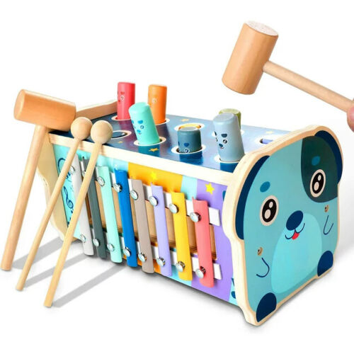 Baby Toys Wooden Hammering Pounding Toy for Toddlers Learning Educational Toys - Foto 1 di 8