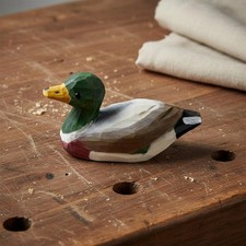 Anatra in Legno Intagliata Intagliato a Mano Statuetta Anatra in Legno