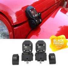 Fit Jeep Wrangler JK 2007-18 Engine Hood Lock Latch Catch Looking Buckle Black