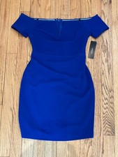 Lulus royal blue bodycon off shoulder mini dress XS NWT