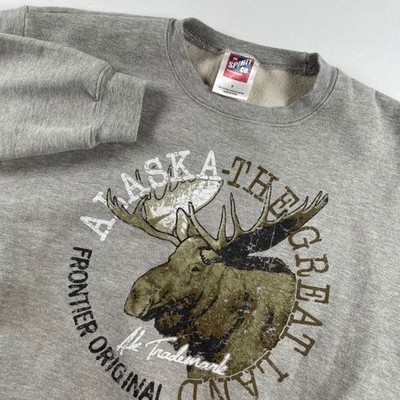Alaska The Great Land Sweatshirt Spirit Co. Crewneck Moose Graphic Small