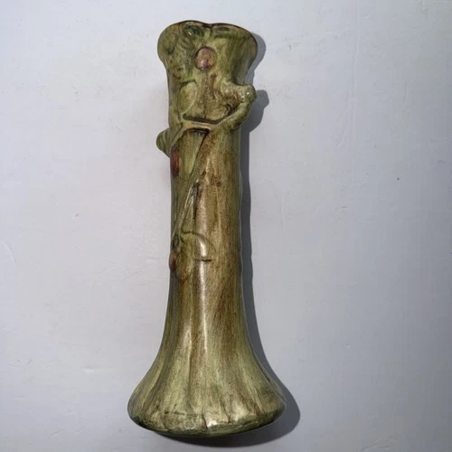 Antique WELLER POTTERY Flower Bud vase 9 WOODCRAFT APPLE TREE signed No Reserve