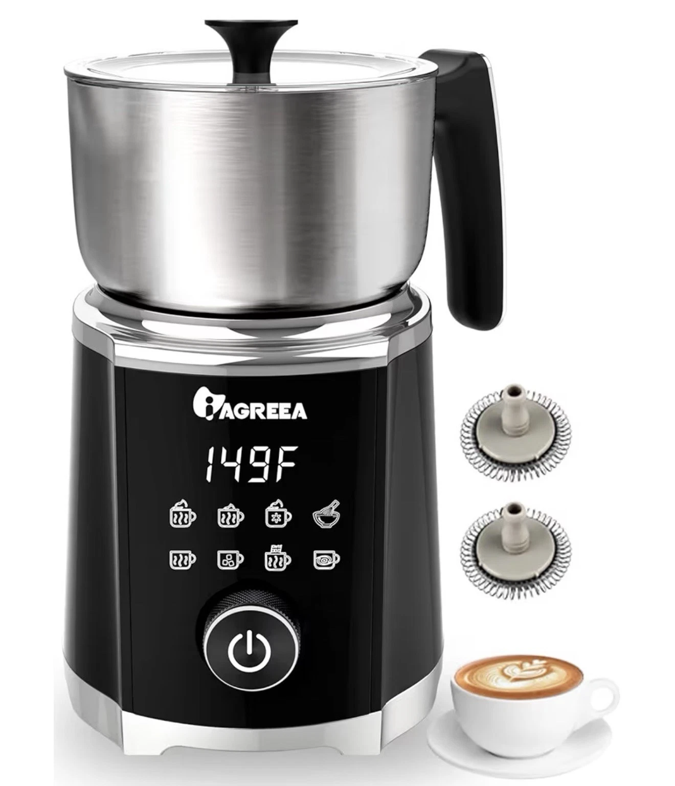 IAGREEA Milk Frother Variable Temp & Froth Thickness Milk Frother Steamer 20.3OZ