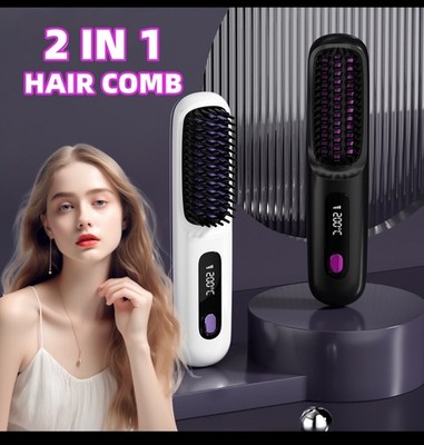 Fast Heating Hair Straightener Brush - Anti Scald Ceramic Straightener Brush,...
