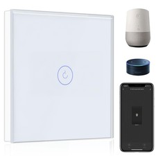 Interrupteur Connecté WiFi,1 Gang 1 Voie Interrupteur Tactile Mural en Verre
