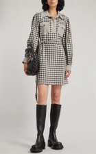Aligne Women's Greville Check Mini Dress BNWT Size 10 Organic Cotton Gingham