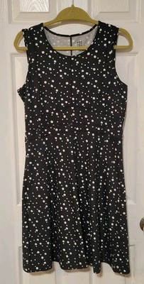 Title Nine Black White Celestial Dot Dream Fit and Flare Dress size Medium 
