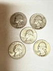 5 Silver Washington Quarters Exact Coins in picture Lot B Free Shipping