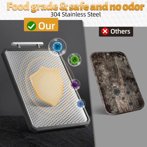 Large StainlessSteel Cutting Board Kitchen Chopping Board 16.42×11" Double Sided - Picture 5 of 8