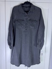 NWT Sharagano Lyocell Shirt Dress L Gray Utility Mini Tencel Casual Vacation