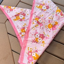Vintage 60s-70s Floral Pink and Orange Scarf Square