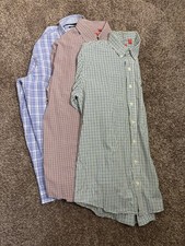 IZOD Mens LT Button Down Shirts Lot of 3 Plaid Check Long Sleeve Casual Preppy