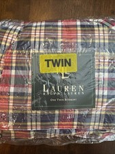 Ralph Lauren Kennebunkport One Twin Bed Skirt Dust Ruffle Plaid NEW