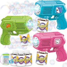 3 Pack Bubble Gun Set With Bubble Solution For Kids Outdoor Play Summer Toy Gift