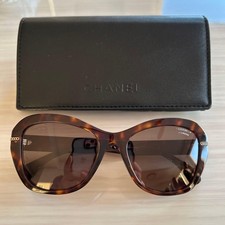 CHANEL 5510 Butterfly Brown Plastic Polarized Sunglasses Brown Lens Case Cloth