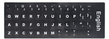 2 PCS English Keyboard Stickers with Non-Transparent Black Background White...