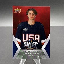 Jack Hughes Team USA 2025 Upper Deck 4 Nations Face-Off Red Parallel 🇺🇸