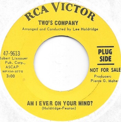 TWO'S COMPANY Am I Ever On Your Mind on RCA '60s pop psych 45 HEAR