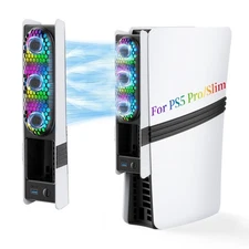 PS5 Slim Cooling Fan with RGB, Temp Sensor, 3 Speeds, USB 3.0 Hub