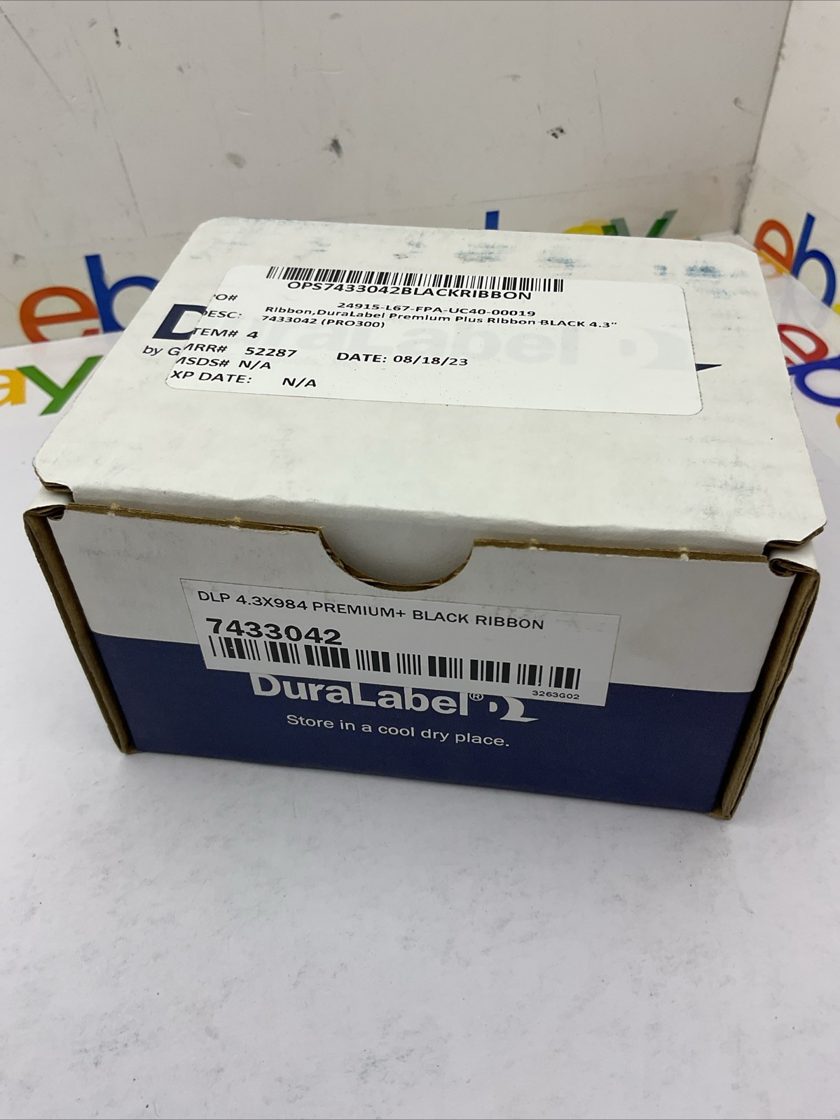 DuraLabel Black Petroleum Resistant Ribbon 4.3x984 (7433042) DuraLabel Machines